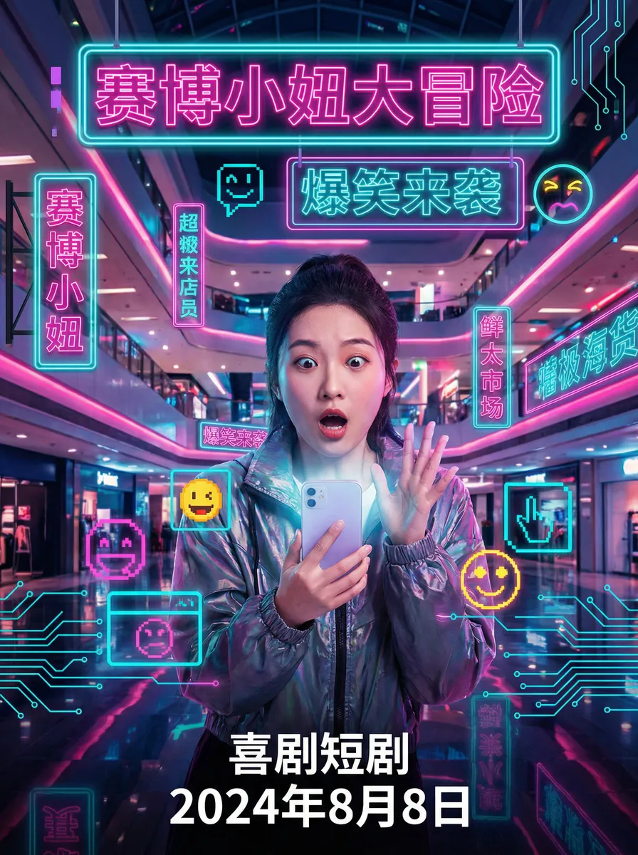 独显 搞笑喜剧短剧 - 赛博小妞大冒险海报